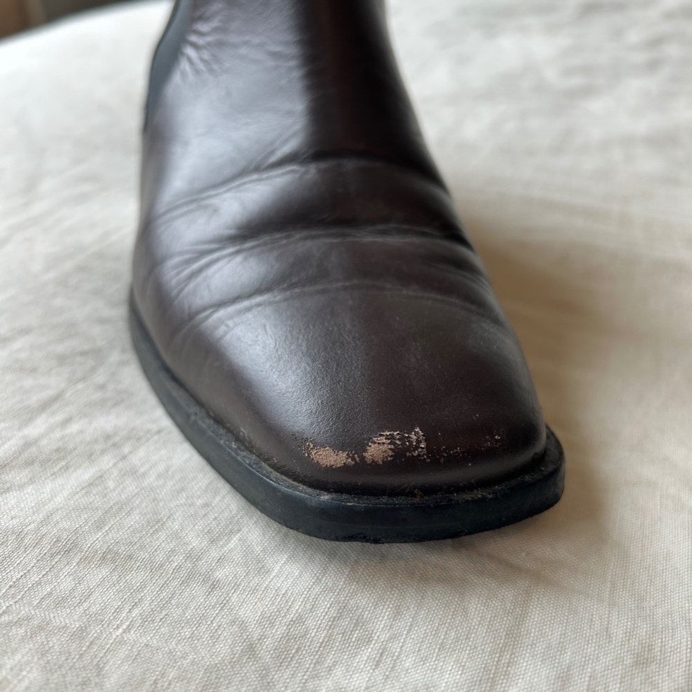 RARE The Italian Leather Square Toe Chelsea Boot in Brown/Black - Picture 6 of 11
